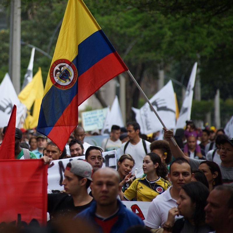 Marcha de estudiantes universitarios y protestas en Bogota