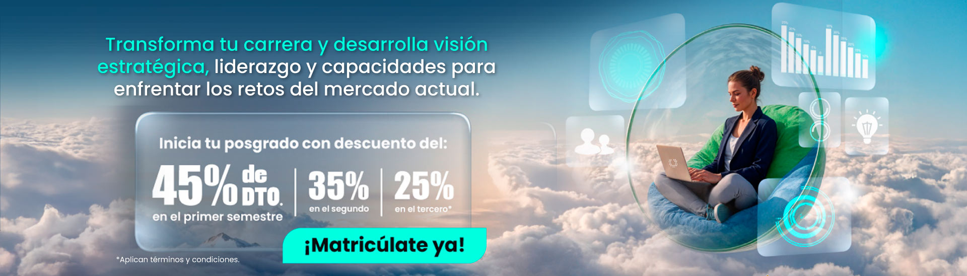 Inicia tu posgrado con descuento