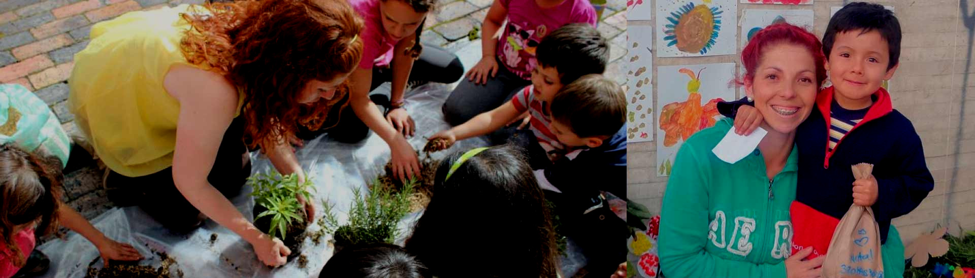 Nathalia Velasco jugando con los niños que hacen parte de los talleres de Simoné.